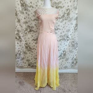 Stunning flat round mirror sequin detail 60s 70s vintage Patel ombre prom